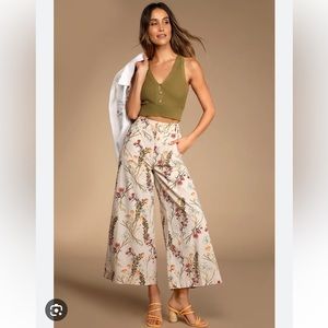 Free People Floral Wide-Leg Pants